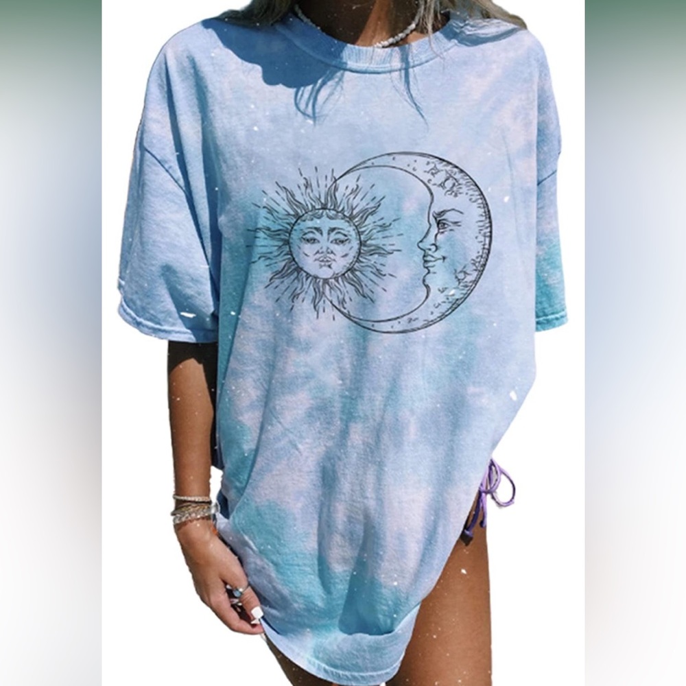 SALE❣️Remidoo Women Sun and Moon Tie Dye T-Shirt